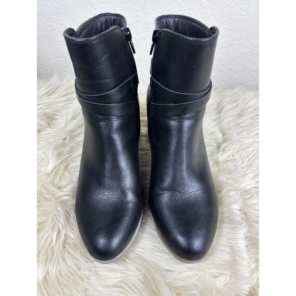 Frye & Co Italia Ankle Booties Women's 9M Black Leather Stacked Heel Luxe‎ Chic